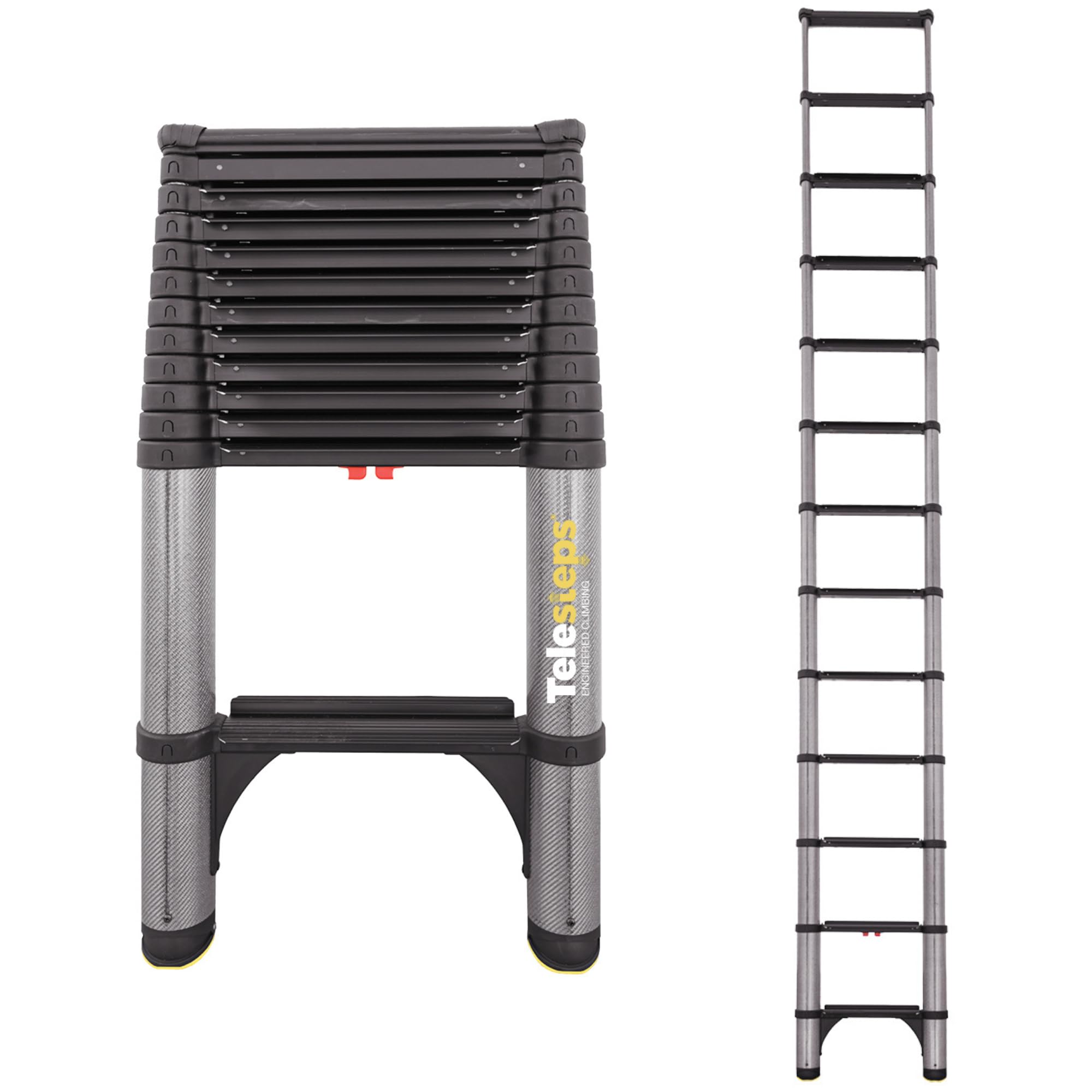 Telesteps Scala telescopica 1600EKP, non conduttiva, Kevlar, rilascio brevettato One-Touch, conforme OSHA 3,8 m di altezza estesa, scala di estensione fino a 4,9 m.