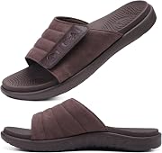 ONCAI Mens Sandals Adjustable Straps Orthotic Plantar Fasciitis Open Toe Athletic Sport Slides with Soft Comfy Arch Support Footbed Size 7.5-15