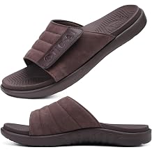 ONCAI Mens Sandals Adjustable Straps Orthotic Plantar Fasciitis Open Toe Athletic Sport Slides with Soft Comfy Arch Support Footbed Size 7.5-15