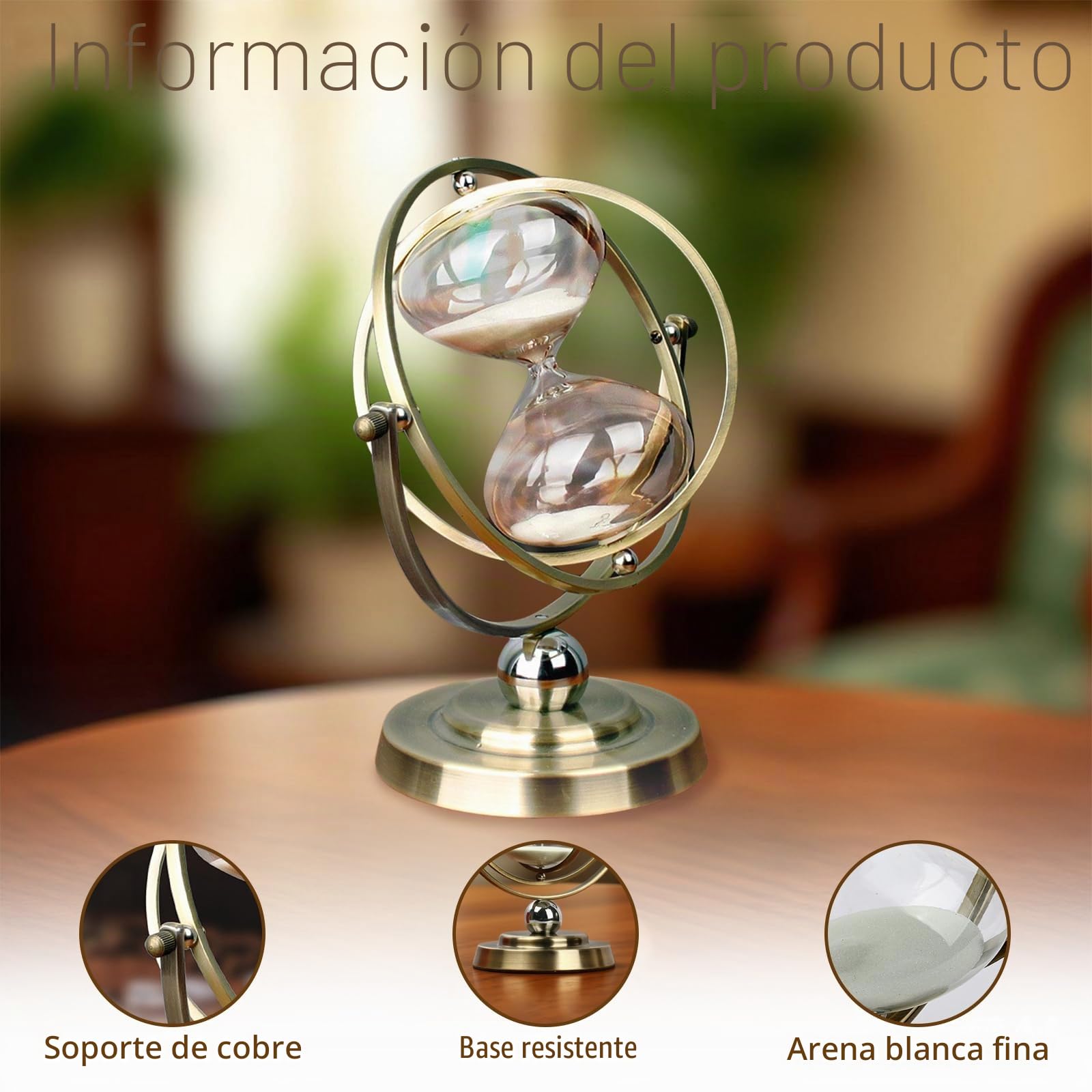 Temporizador de arena de reloj de arena de 30 minutos, temporizador clásico de vidrio de arena para cocina, estudio, decoración del hogar y la oficina