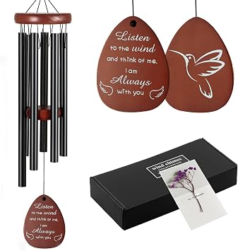 Sympathy Wind Chimes, Memorial Wind Chimes for Loss of Loved One, Hummingbird Sympathy Gift Bereavement Windchimes in Memory of a Loved One Mom Dad Mother for Condolence Remembrance 32"