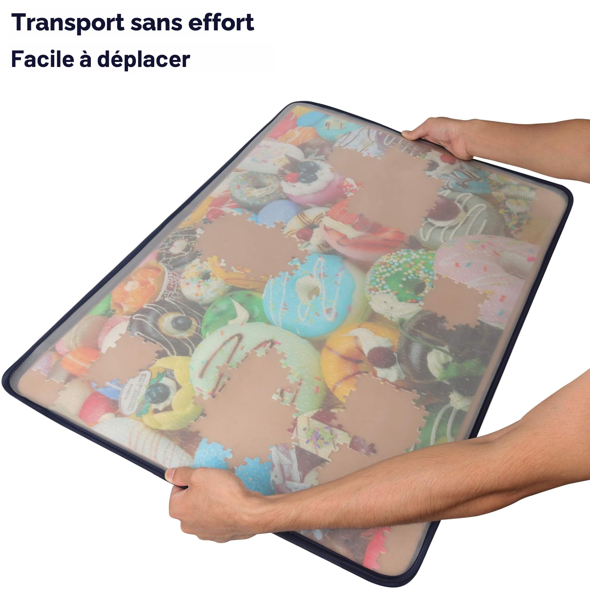 Tektalk Planche à puzzle avec couvercle anti-poussière pour rangement de puzzle, surface antidérapante (kaki, jusqu'à 1500 pièces)