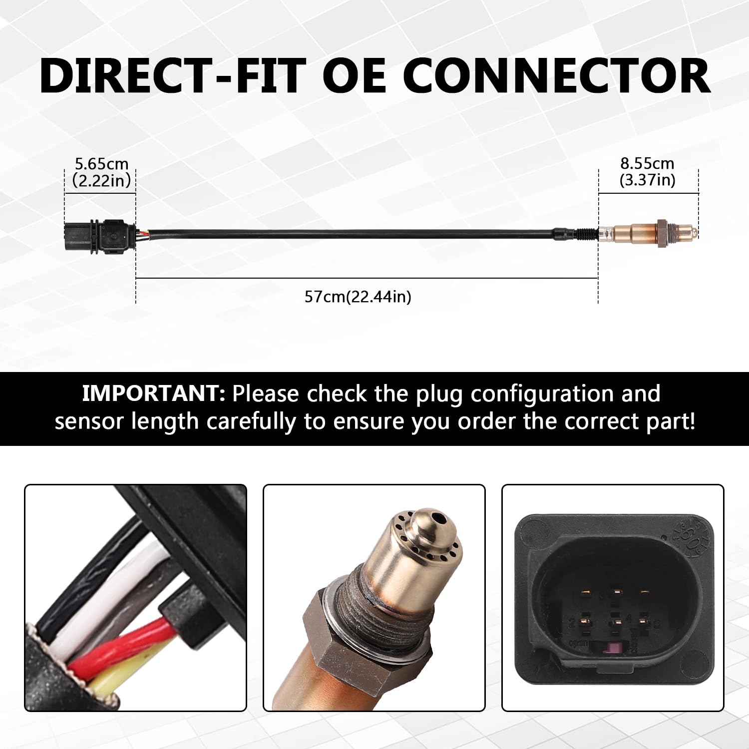 TECTICO Sonda Lambda 0281004148 Sensor Oxígeno Delantero 03G906262A 03C906262D Compatible con VW Passat Touareg Golf Caddy/Seat/Skoda/ A1 A3 A4 A5 A6 A7 A8 Q3 Q5 Q7 R8 TT, 1Pieza