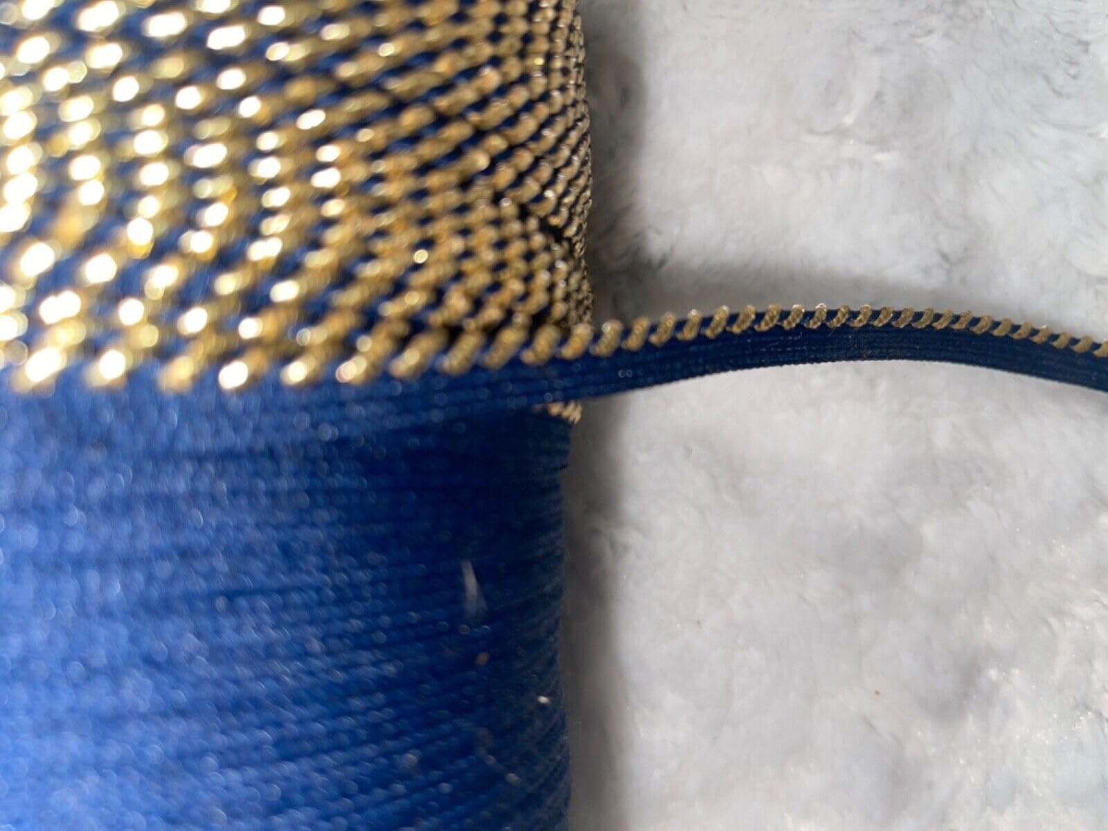 10 Yards Navy Blue Metallic Gold Barber Pole Upholstery Non Stretch Piping 3/8