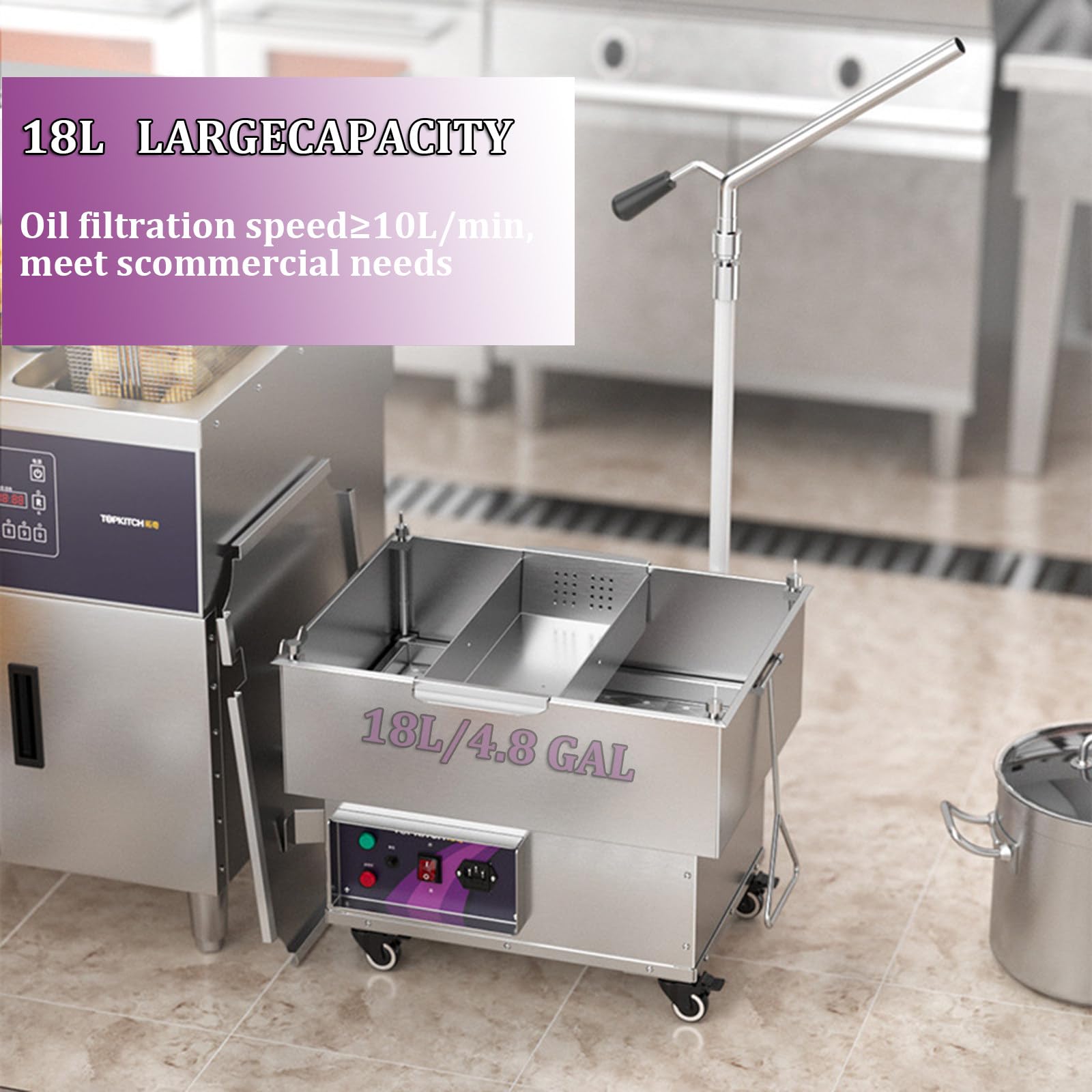 Máquina De Filtrado De Aceite para Freidoras Comerciales, Bomba De 250 W De Alta Eficiencia para Cocinas Y Restaurantes, Soluciona Las Necesidades De Filtración De Aceite.