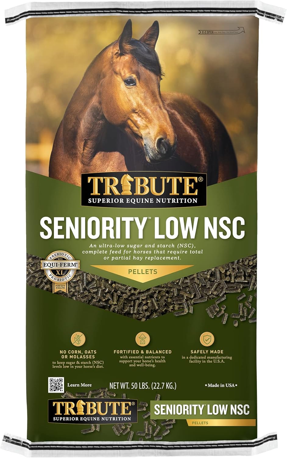 TRIBUTE Seniority Low NSC Pellet for Horses, 50 lb bag