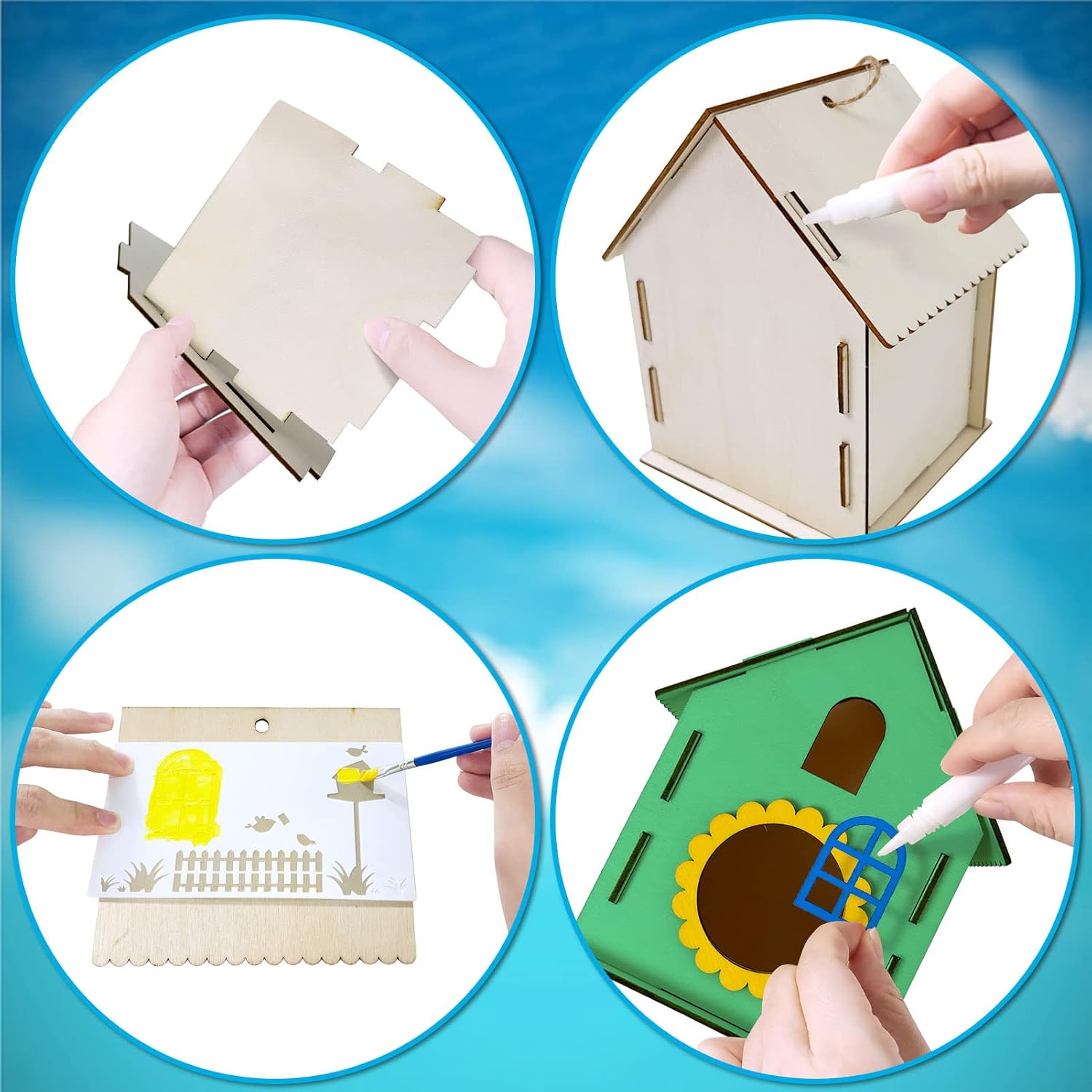 Heyzeibo 2Pack Bird House Craft Kits for Kids to Build and Paint Birdhouse, DIY Wooden Arts and Crafts Easter Gifts for Girls Boys Toddler