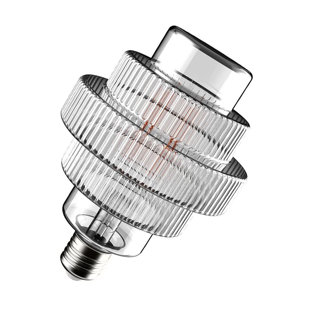 Crompton Lamps LED Decorative E27 Screw Bulb, 112mm x 160mm Art Deco Tiered Filament Bulb, 4.9W 1800K Extra Warm White 470lm 40W Eqv, Clear Lightbulb, Pendant Light, Vintage Lamp, Hanging Lights