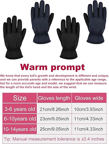 Miniatura 2 de 2 pares de guantes de nieve gruesos para niños, guantes de esquí para niños pequeños, guantes de invierno cálidos e impermeables para niños y niñas