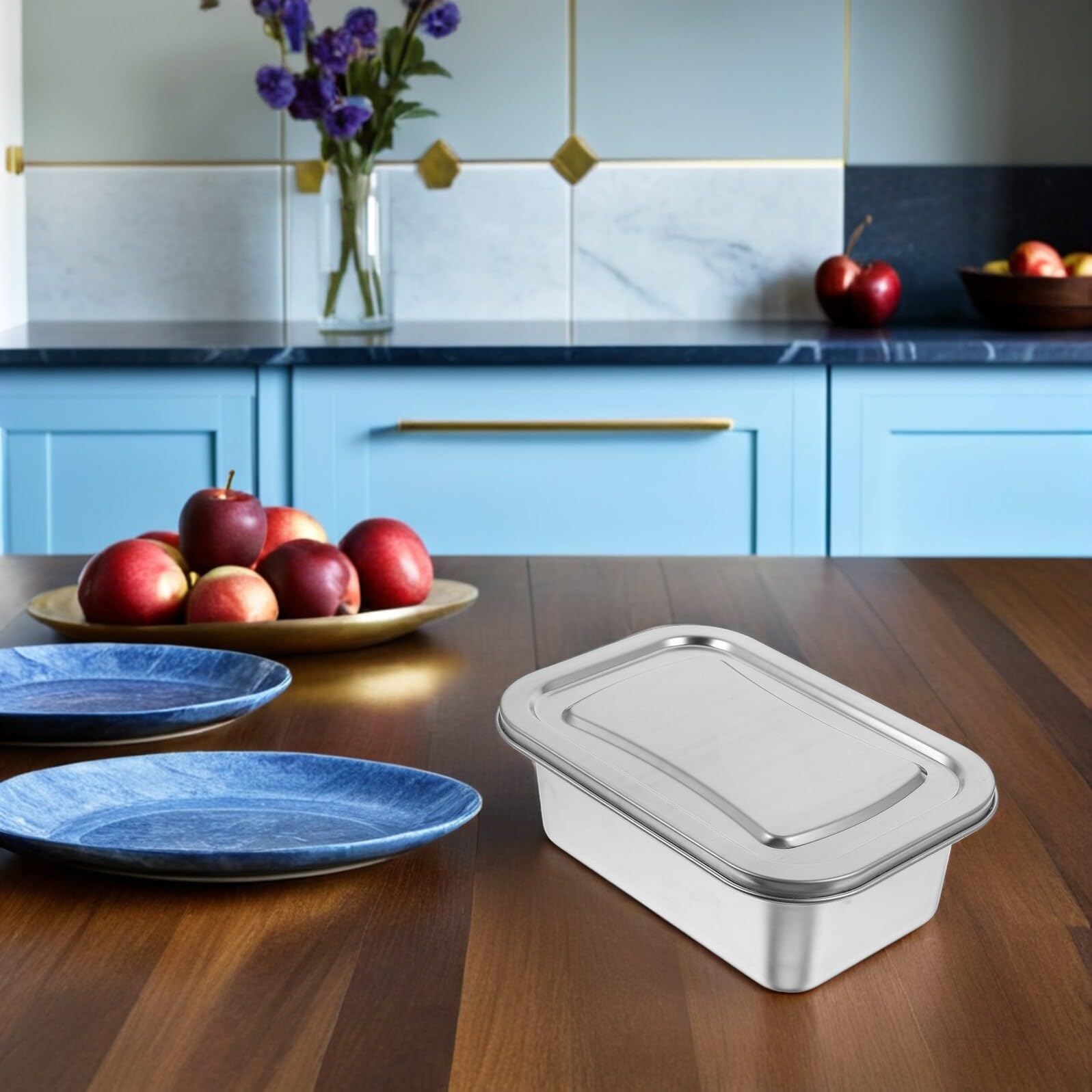 Edelstahl Eiscremebehälter 1600 Ml mit Luftdichtem Deckel Auslaufsichere Gefrierbox für Selbstgemachtes Eis und Desserts Wiederverwendbare Aufbewahrungsbox für Kühlschrank