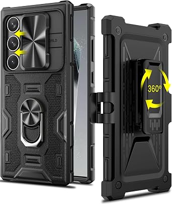 Caka for Samsung Galaxy S24 Ultra Case with Stand and Belt Clip Holster