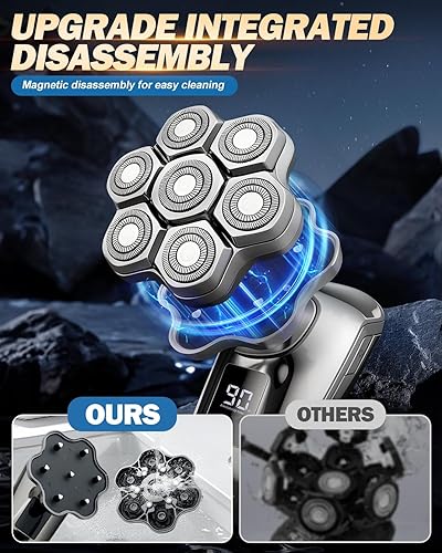 Miniatura 3 de Afeitadoras de cabeza para hombres calvos, afeitadora eléctrica con cabeza desmontable para hombres, afeitadora de cuerpo impermeable para cabeza