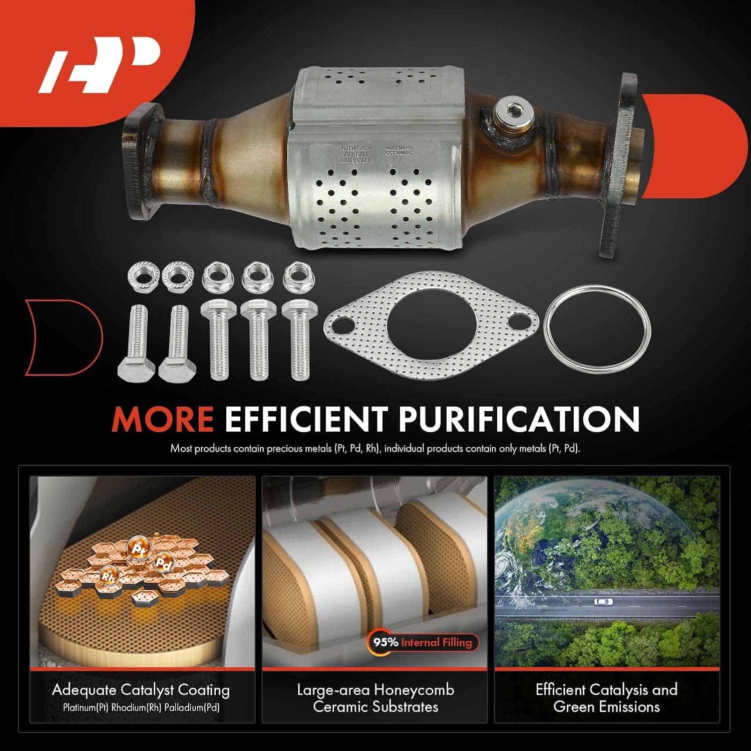 A-Premium Front Right Catalytic Converter Kit Direct-Fit Compatible with Nissan Frontier 2005-2019, Pathfinder 2005-2012, NV1500 NV2500 NV3500 2012-2018, Xterra & Suzuki Equator, 4.0L, EPA Compliant