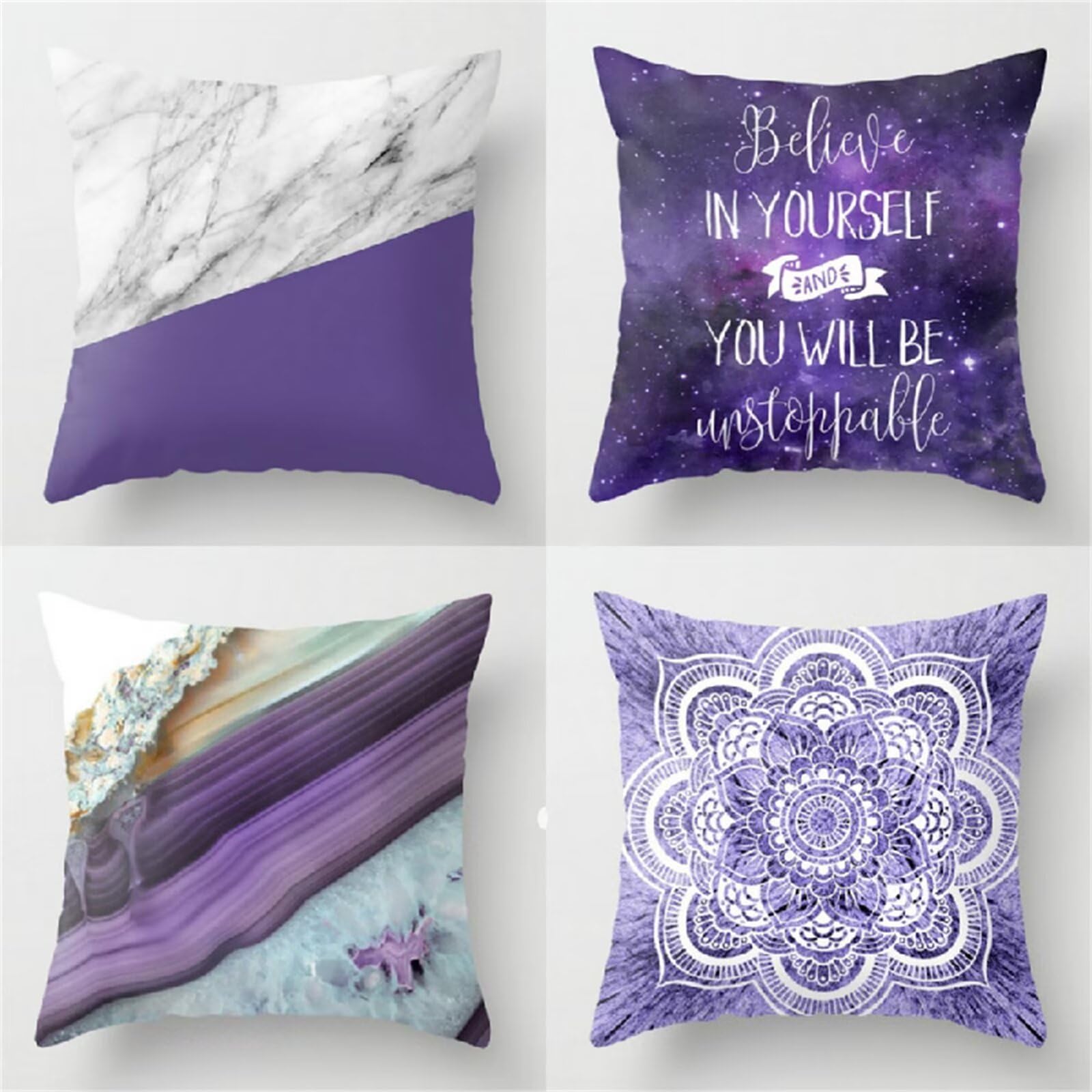 Federe Cuscini Divano 65x65cm,Set di 4 Mandarini Viola Cuscini per Divano,Quadrato Doppio Lato Lino Esterni Copricuscini Divano,per Divano Soggiorno Sedia Letto Decorativo Cuscini Divano ZW1-317