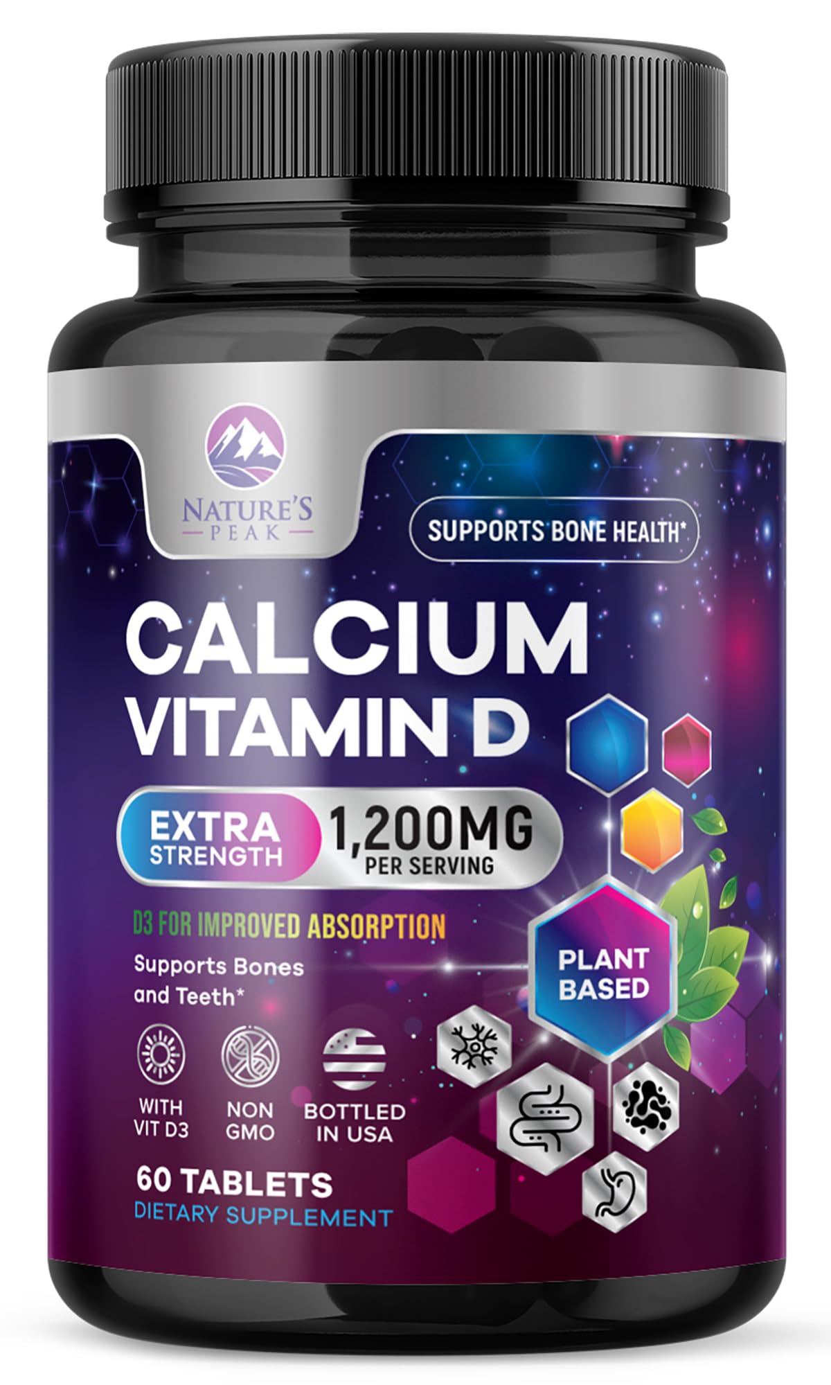 Calcium 1200 mg with Vitamin D3 - Calcium Supplement Vitamins for Bone Teeth Immune Health Support Calcium Supplements