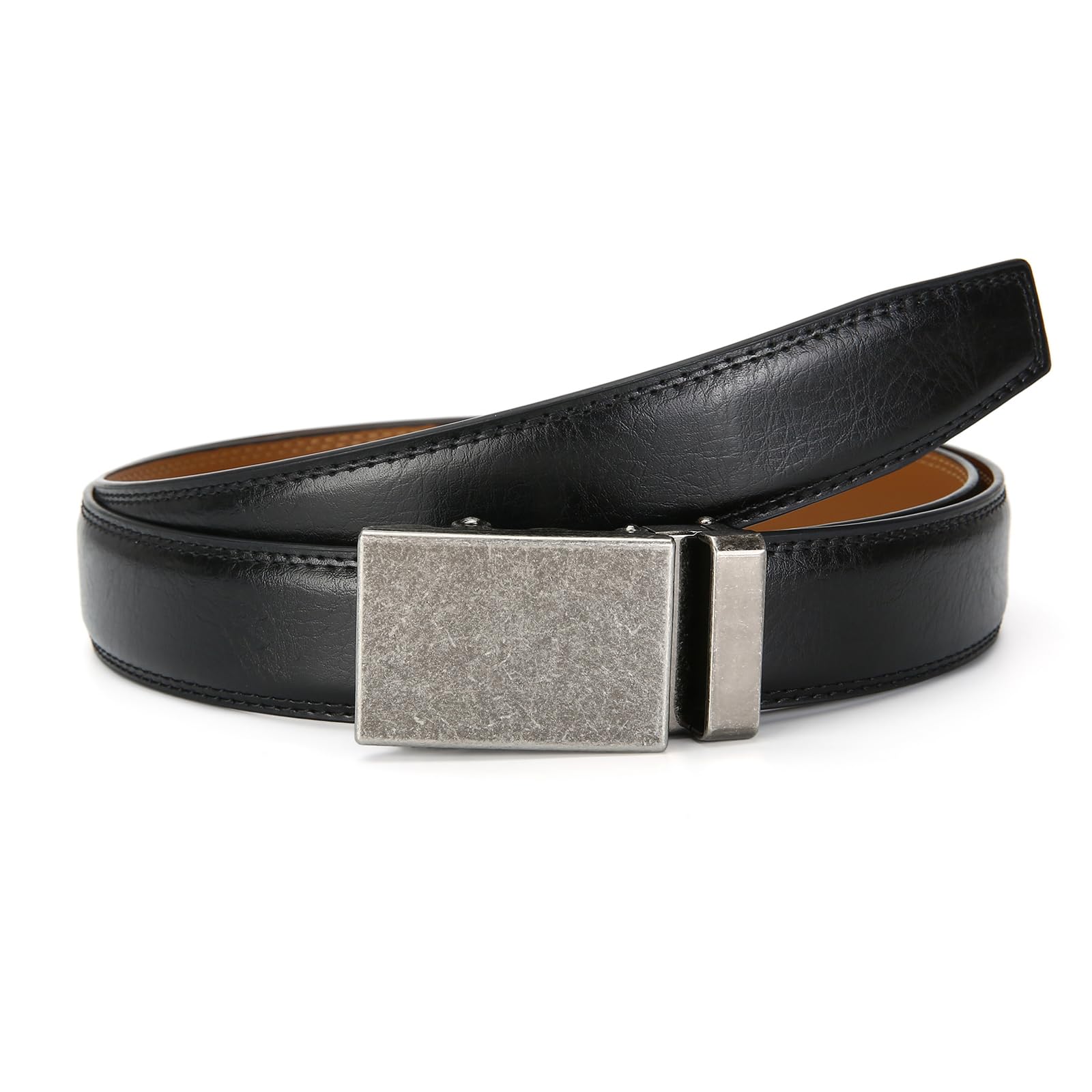 Nelbons Men's Belt, Slide Ratchet Belt for Men with Leather 1 3/8“ width 35mm,Trim to Fit (Black A9, 130cm / 28 "-44" adjustable waist) - Image 2