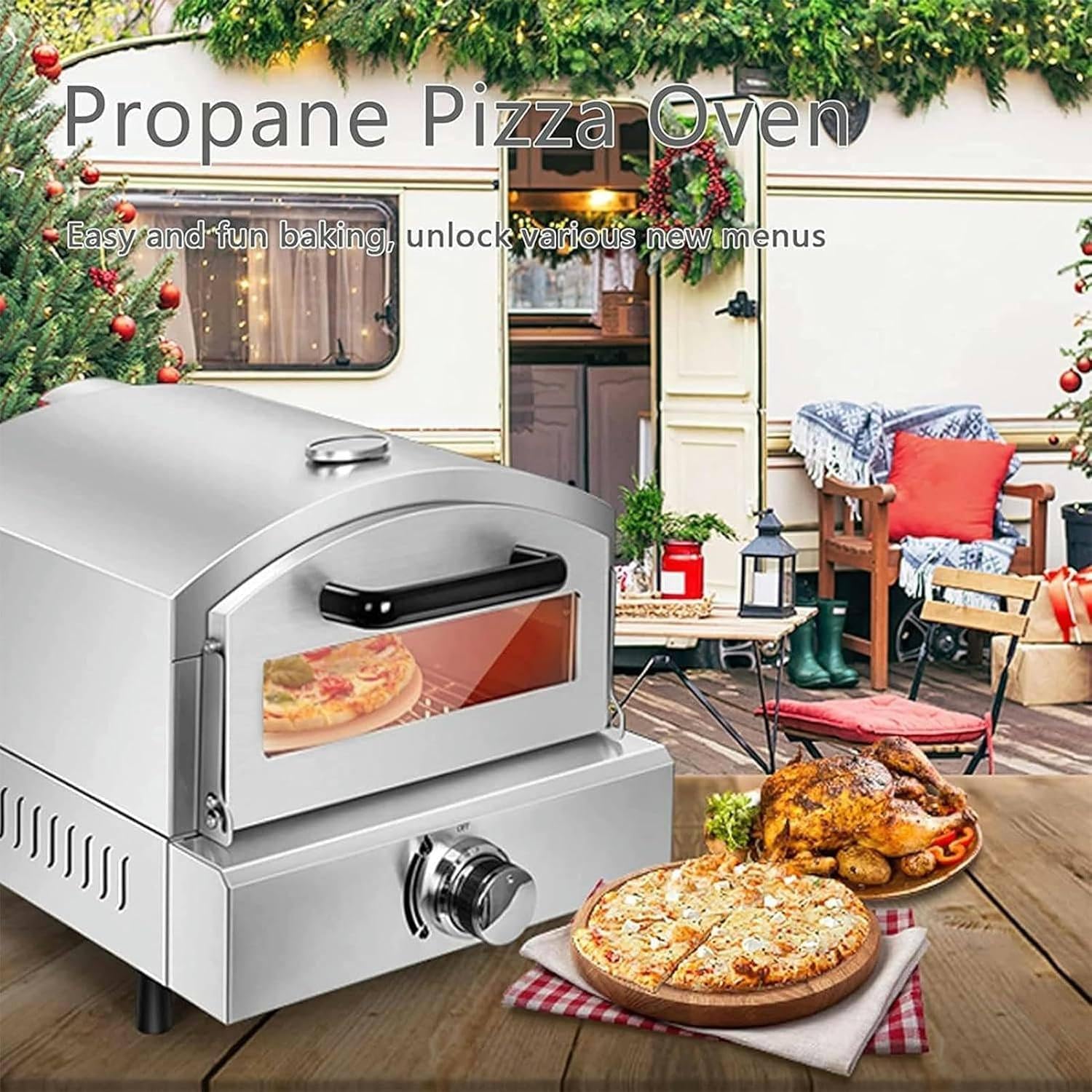 Gas Pizza Oven Countertop,Stainless Steel Electric Pizza Oven,Commercial Pizza Maker,Multipurpose Snack Toaster Equipment,for Restaurant Home,Electricpizzaoven