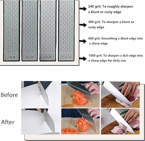 Miniatura 3 de Sistema de afiladores de cuchillos con 4 piedras de afilar, diseño de giro de 360  ángulo sólido, sistema de afilado de cuchillos de ángulo fijo,