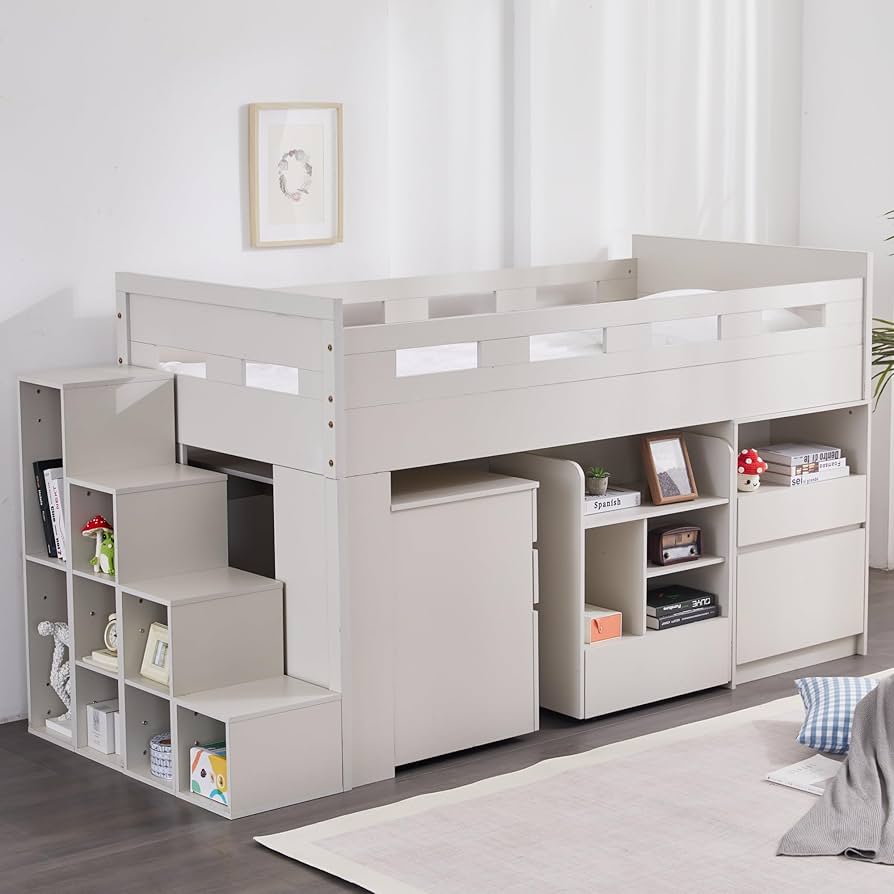 Amazon｜Kayapy システムベッド ロフトベッド 階段付き S 木製