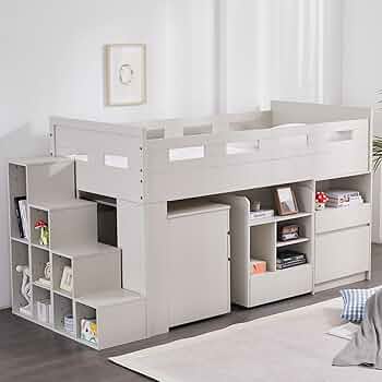 Amazon｜ロフトベッド システムベッド 階段付き 木製 シングル