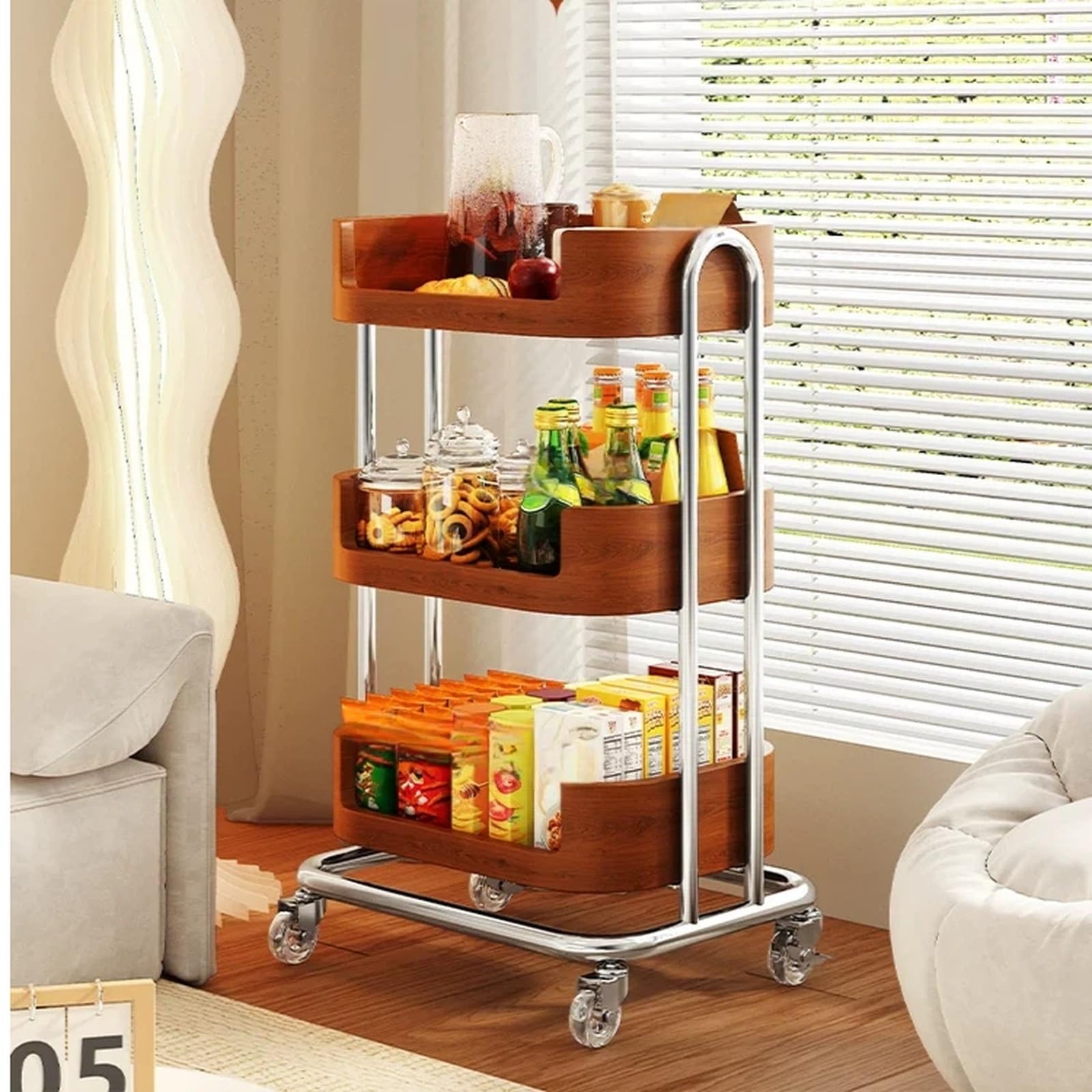 huanglyc-232 Carrito de refrigerios móvil y Mesa Auxiliar, Estante Almacenamiento Frutas Verduras for Cocina rodante Carro Utilitario