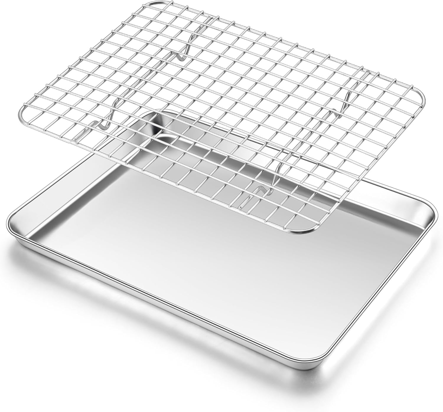 Homikit Cookie Sheet with Rack, 10 x 8 Inch Stainless Steel Small Baking Sheet with Wire Rack Set for Baking Roasting Cooling, Small Toaster Oven Pan Bacon Tray, Non-Toxic & Dishwasher Safe Homikit Cookie Sheet with Rack, 10 x 8 Inch Stainless Steel Small Baking Sheet with Wire Rack Set for Baking Roasting Cooling, Small Toaster Oven Pan Bacon Tray, Non-Toxic & Dishwasher Safe