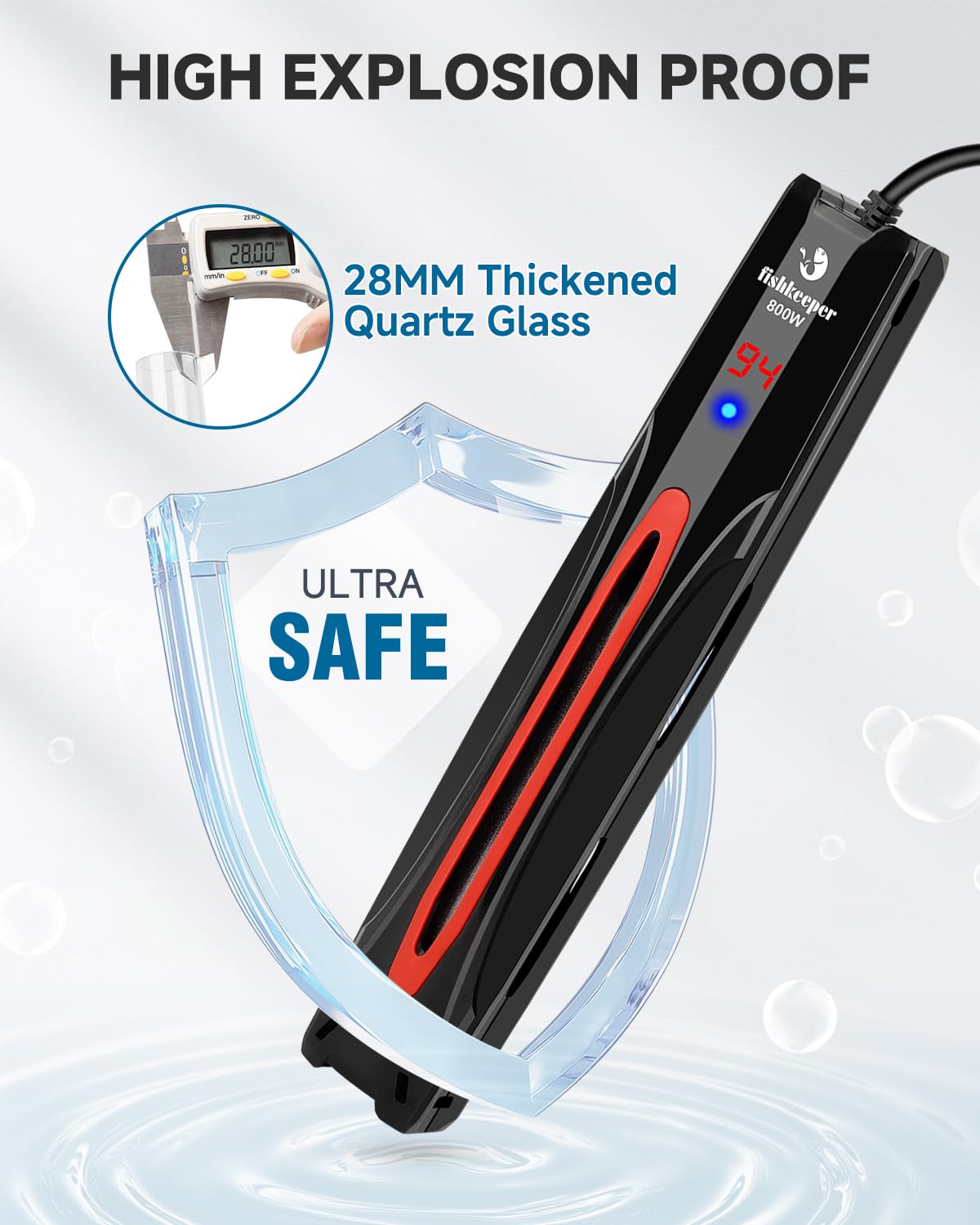 fishkeeper Chauffage submersible intelligent pour aquarium 800 W