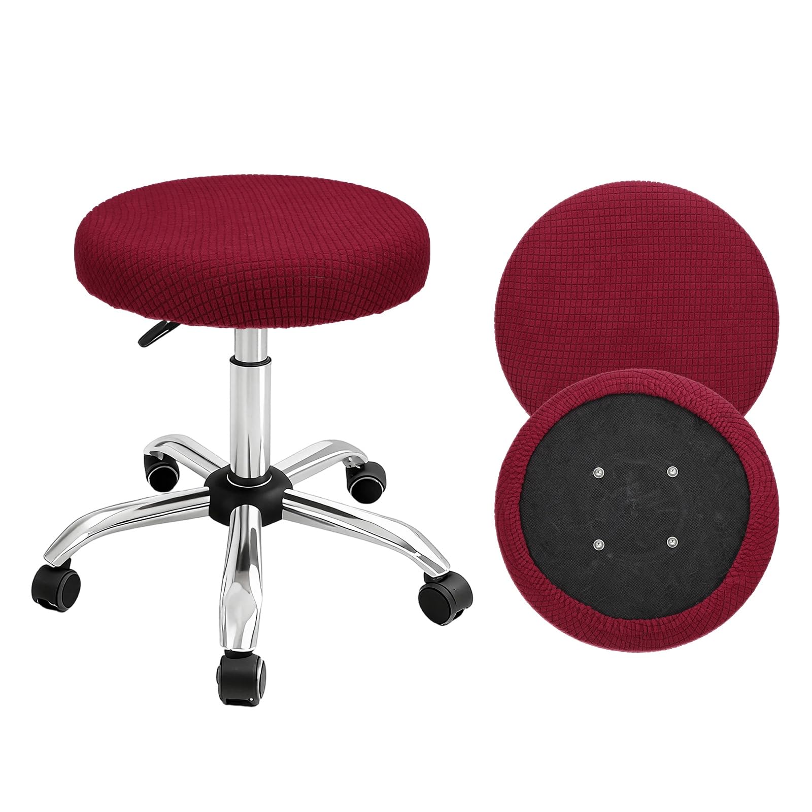 Housse de tabouret de bar rond en jacquard rouge de qualité supérieure x4