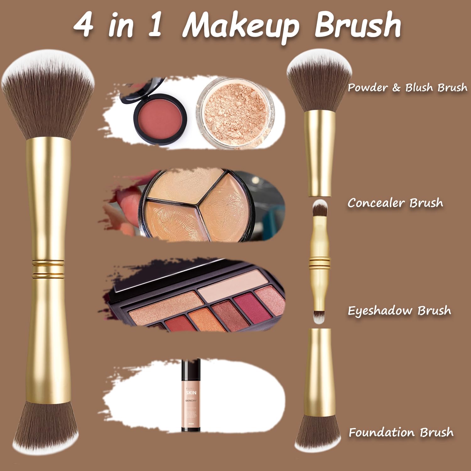 Amazon.com: Voxora 4 in 1 Makeup Brush Set - All in One Powder