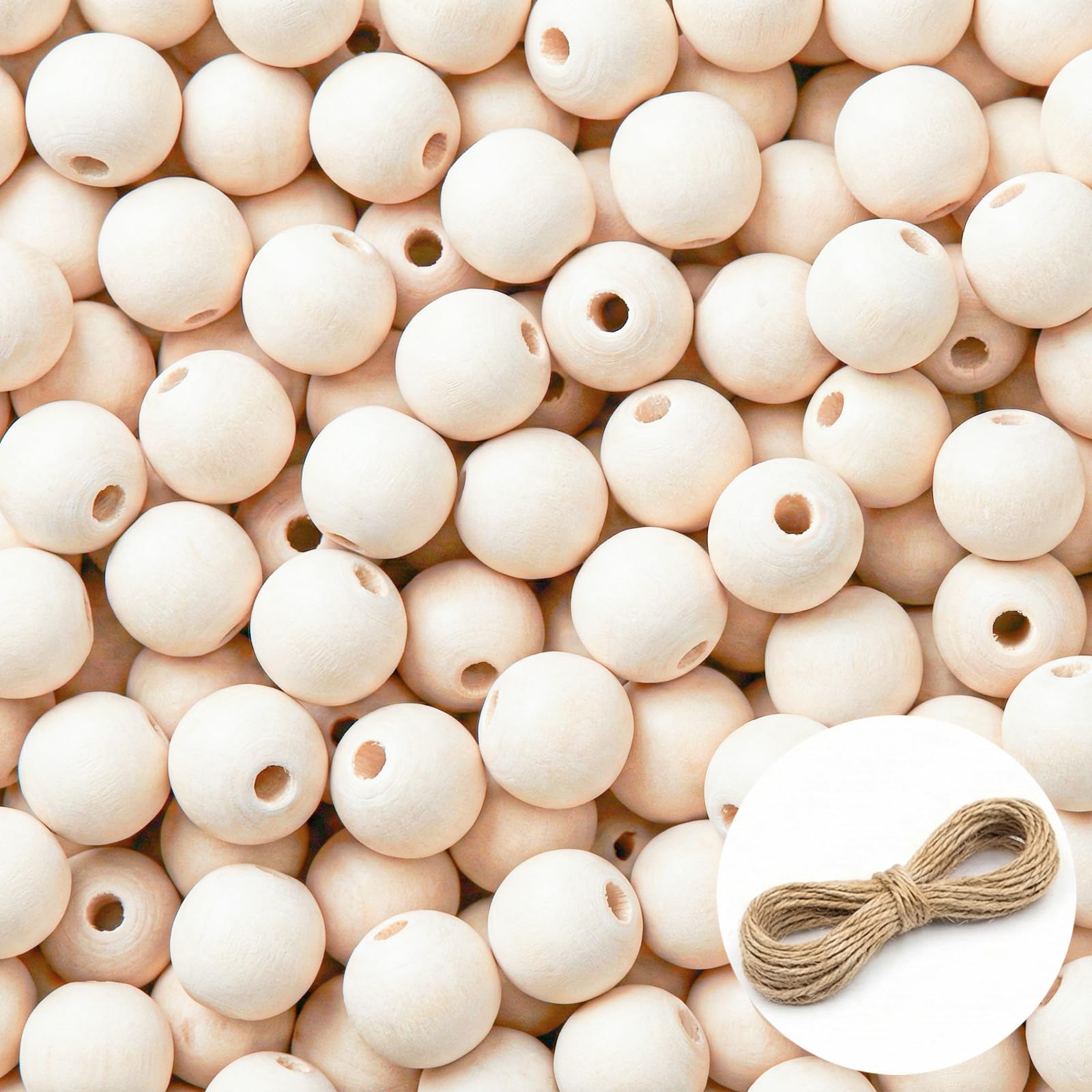 RITOLLO 80-Piece 25 mm Natural Wooden Beads for Crafts