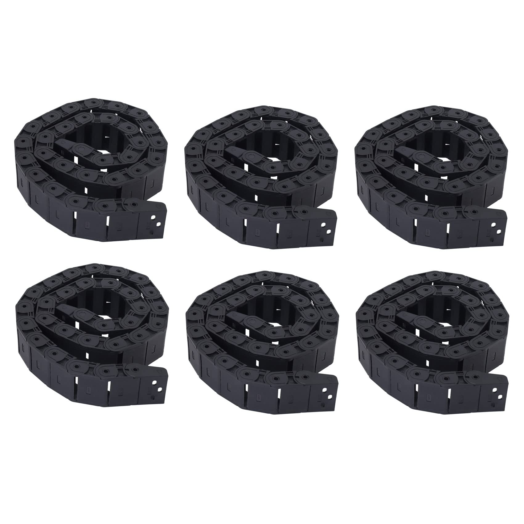 6 Piezas 18mm x 37mm Negro Flexible Cadena de Arrastre de Cable Semicerrada 1M 39.4 Pulgada