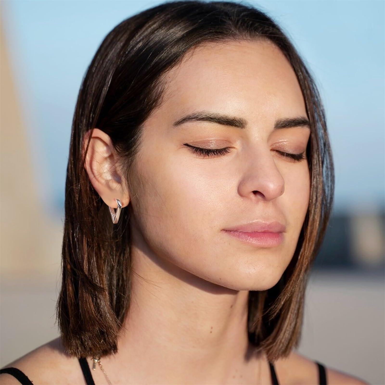 ALEXCRAFT Orecchini Donna Cerchio Ago Argento 925 Geometrici 14K Oro Placcato