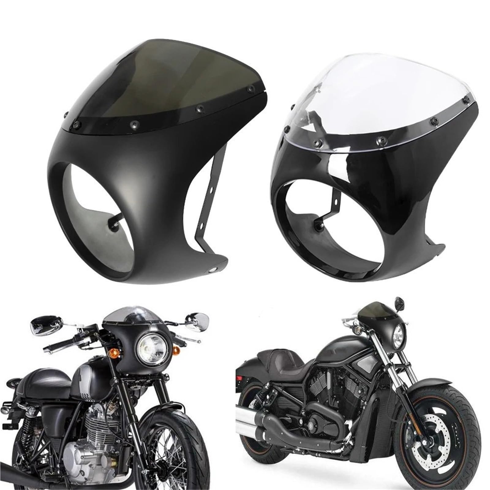 Pasuje do motocykla Sportster, pasuje do motocykla, uniwersalny pasuje do Cafe Racer, 7-calowe zestawy owiewek na kierownicę i reflektory Osłona Reflektora Motocyklowego Osłona Lampy(5)