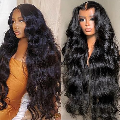 Pelucas de cabello humano con encaje frontal de 13 x 4, densidad del 180 %, pelucas de cabello humano lacio de 26 pulgadas, prearrancadas con