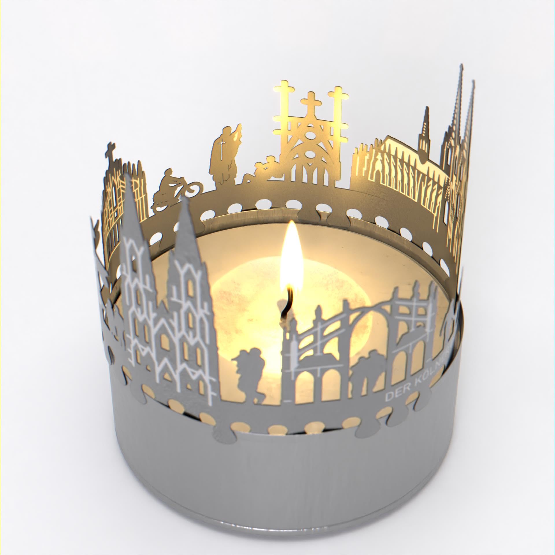 Cologne Cathedral Shadow Play - Exquisite Gothic Architecture Candle Projection for Home Décor & Gifts - Captivating Cologne Cathedral Silhouette Projection