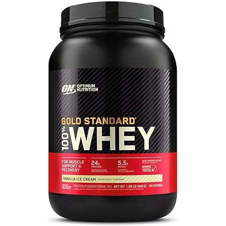 Optimum Nutrition Gold Standard 100% Whey Protein Powder, Vanilla Ice Cream, 2 Pound (Packaging May Vary)