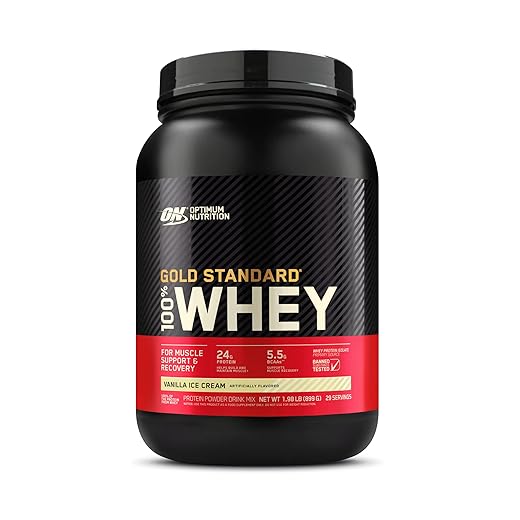 Optimum Nutrition Gold Standard 100% Whey Protein Powder, Vanilla Ice Cream, 2 Pound (Pack of 1)