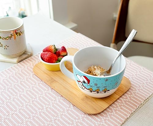 Miniatura 7 de Silver Buffalo Peanuts Snoopy and Woodstock - Tazón de cerámica para sopa con asa para helado, cereales, bebidas, capacidad para 24 onzas