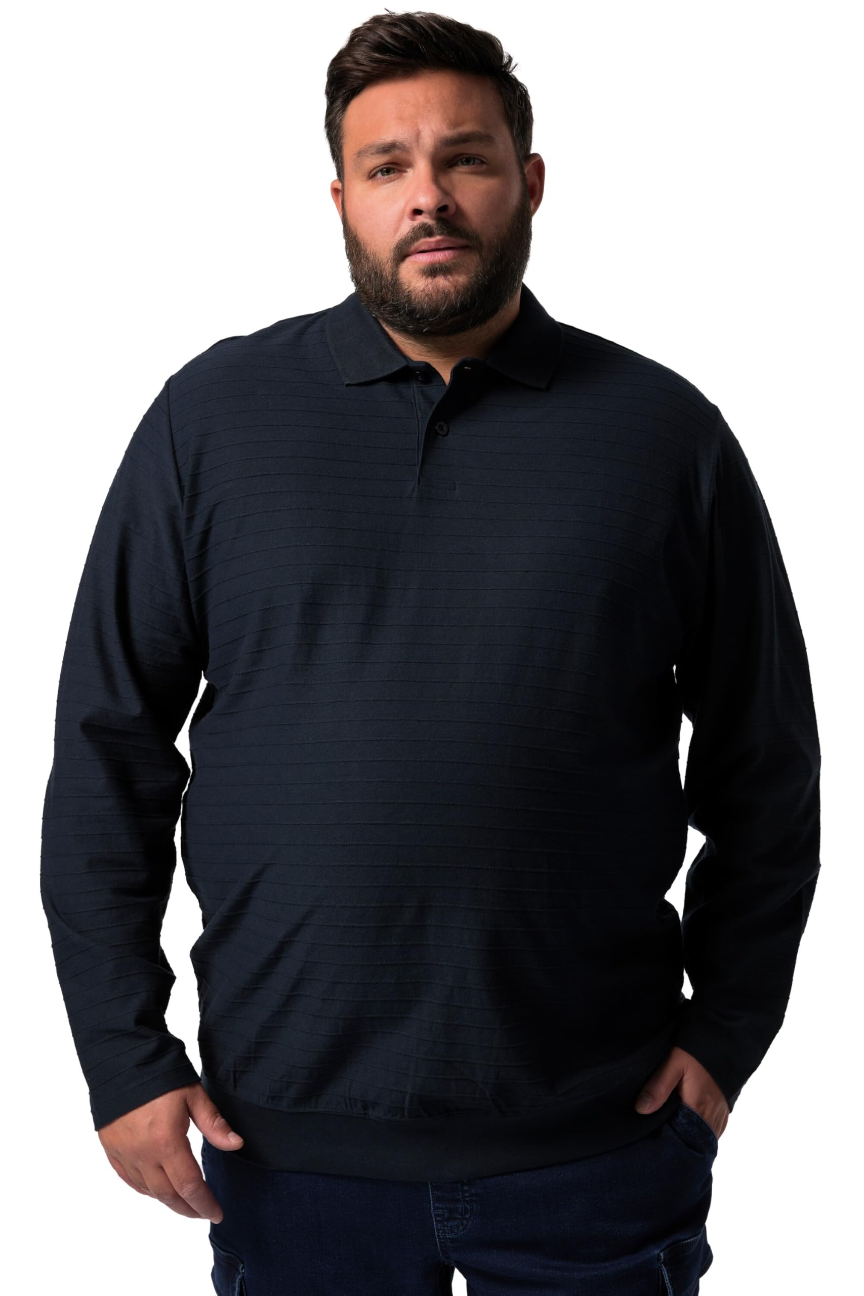 Men Plus Herren große Größen Übergrößen Menswear L-8XL Langarm-Poloshirt, Bauchfit 834816