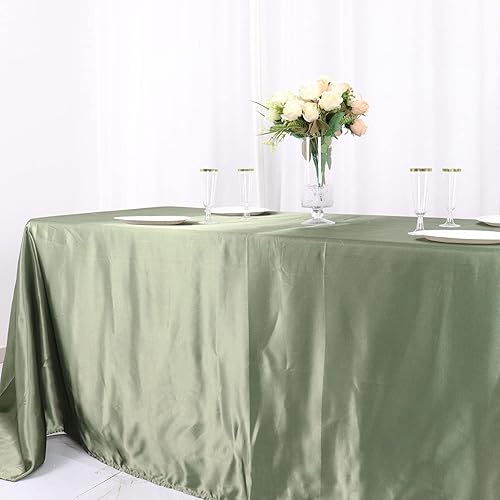 Miniatura 2 de Tableclothsfactory 90x132 Rectángulo Eucalipto Verde Salvia Mantel de Satén Al Por Mayor Banquete Lino Boda Fiesta Restaurante Mantel