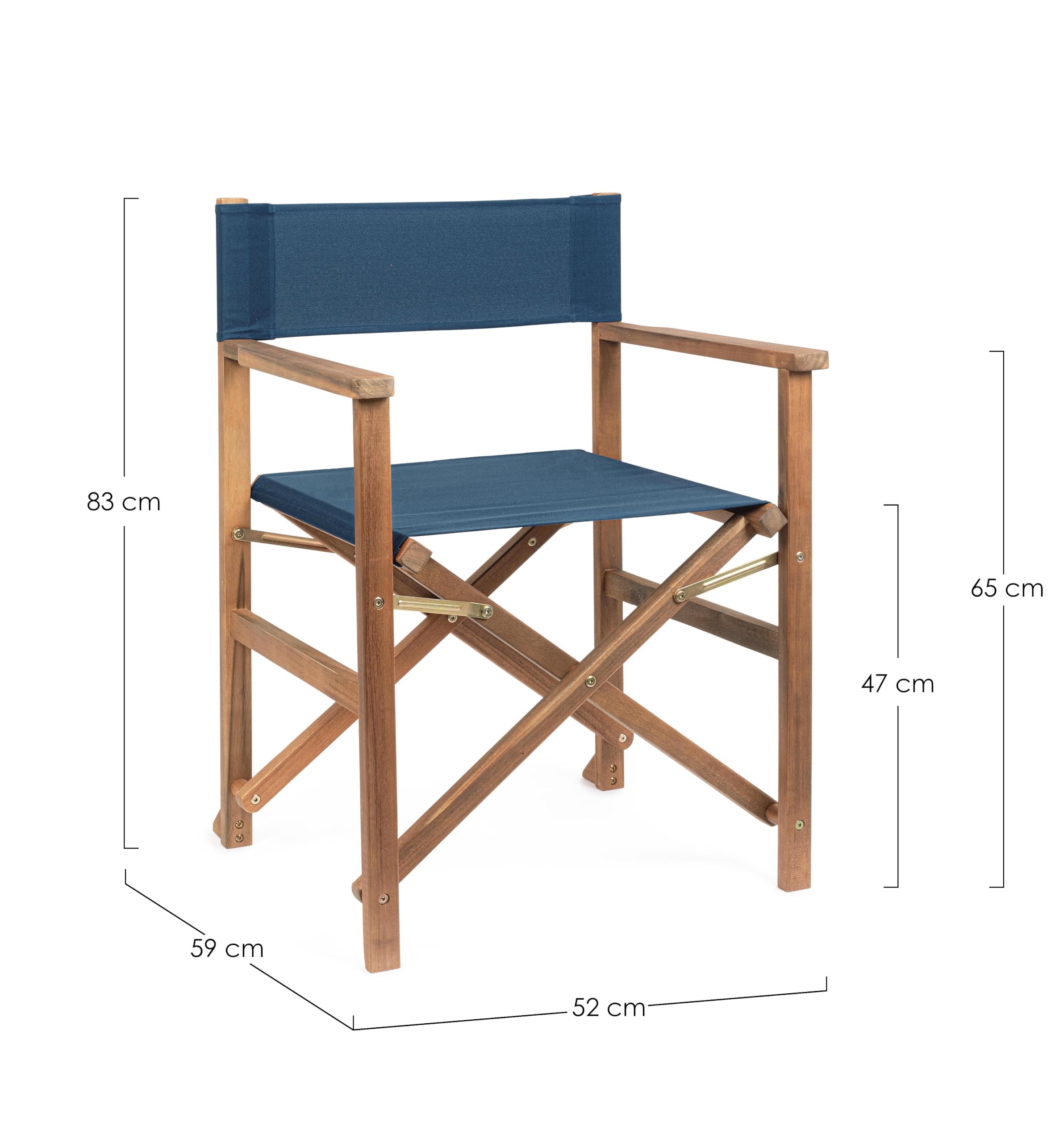 Bizzotto Sedia da Regista Pieghevole in Legno Colorata, Poltrona per Esterno Giardino Noemi (Blu)