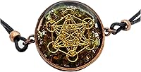 Vista 1 de Metatron's Cube Merkaba Orgone Pendant with Olivine Peridot