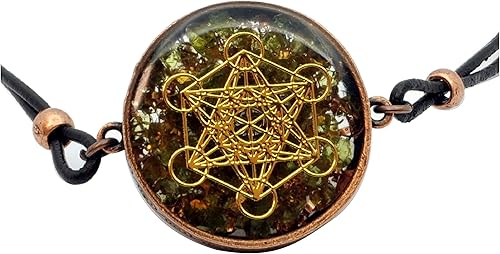 Metatron's Cube Merkaba Orgone Pendant with Olivine Peridot
