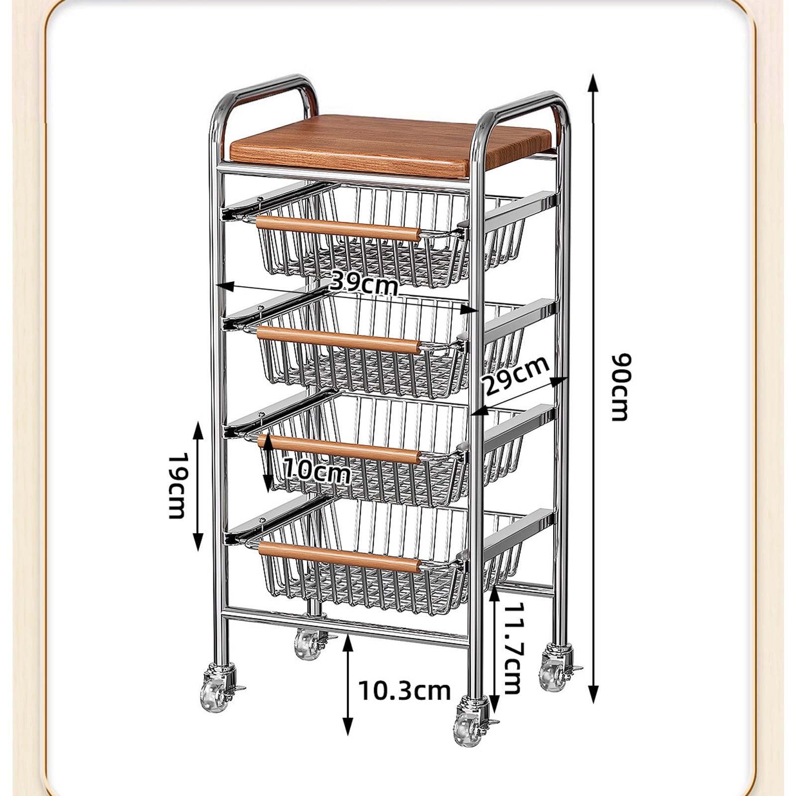 Cesta De Frutas Metal 5 Pisos Cestas De Frutas Y Verduras Con Ruedas, Para Almacenar Verduras Y Aperitivos, Estante De Almacenamiento De Frutas En La Cocina