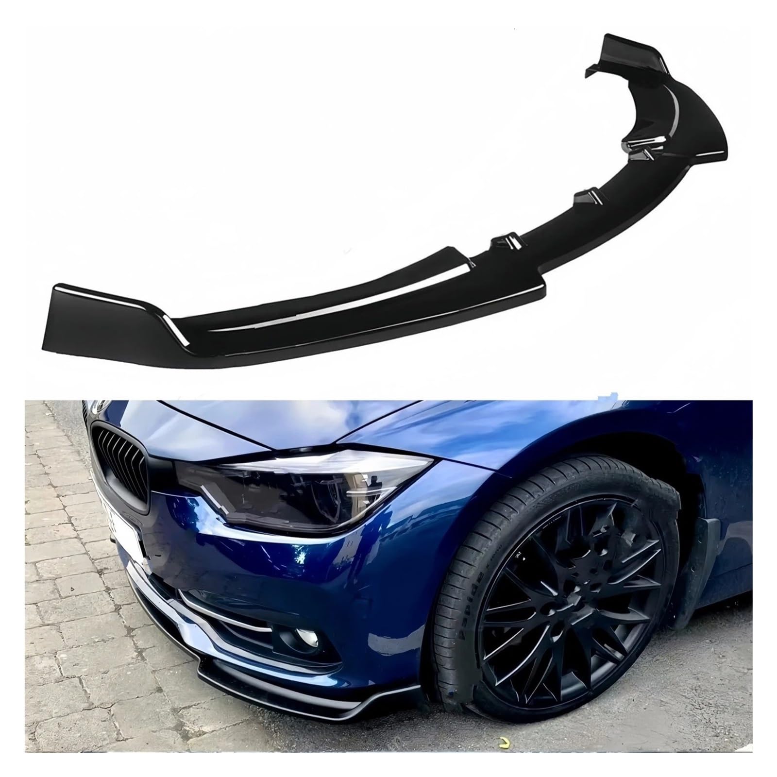 Labbro Anteriore Spoiler Per BMW F30 F31 Serie 3 Standard 335i 335d 325d 320d 2015-2018 Paraurti Anteriore Auto, Splitter, Bodykit, Tuning, 3 Pezzi, Nero Lucido. Auto Labbro Spoiler