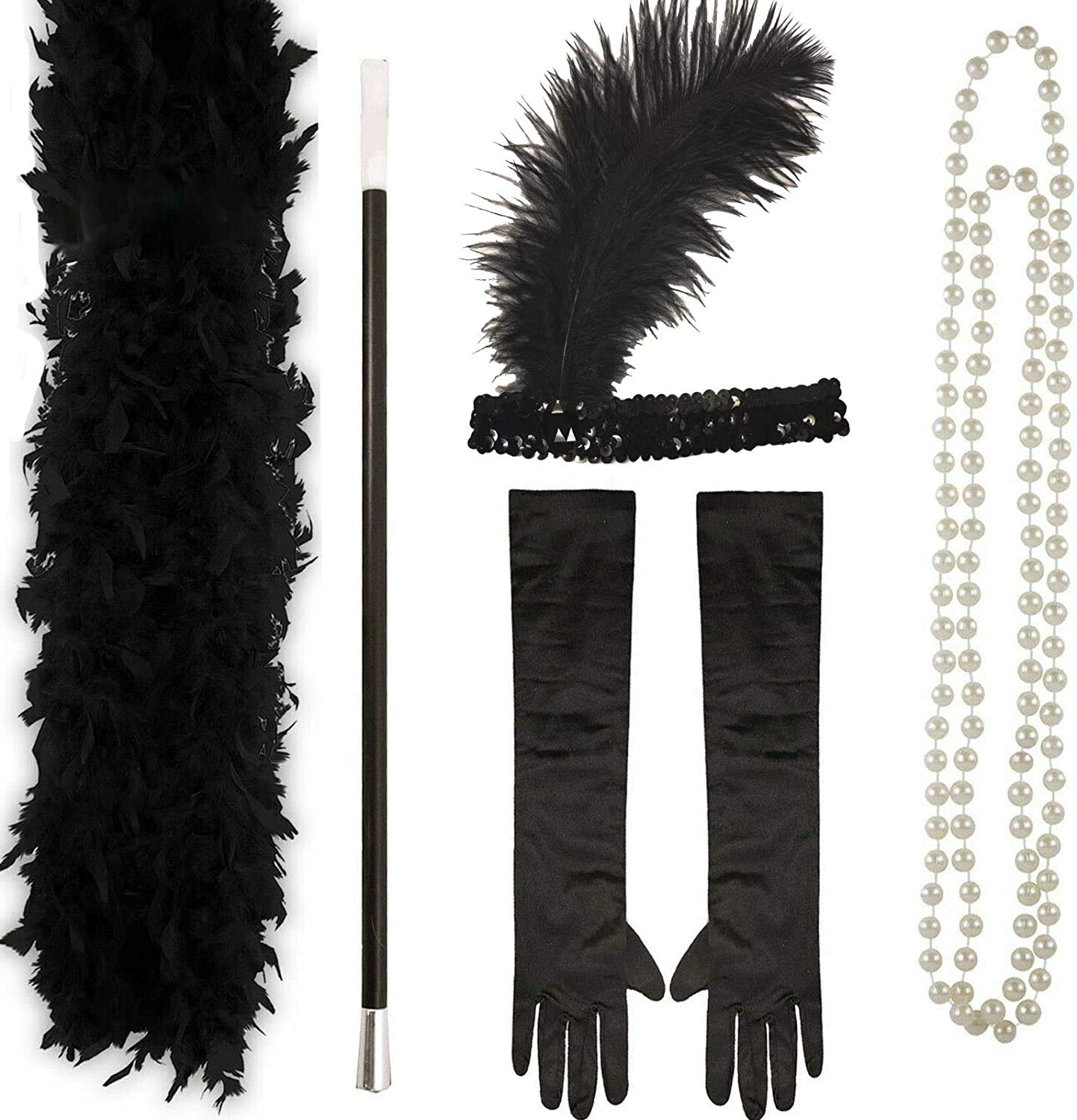 RARA® Black Flapper Set – 5-teiliges 1920er Charleston Kostüm Für Damen
