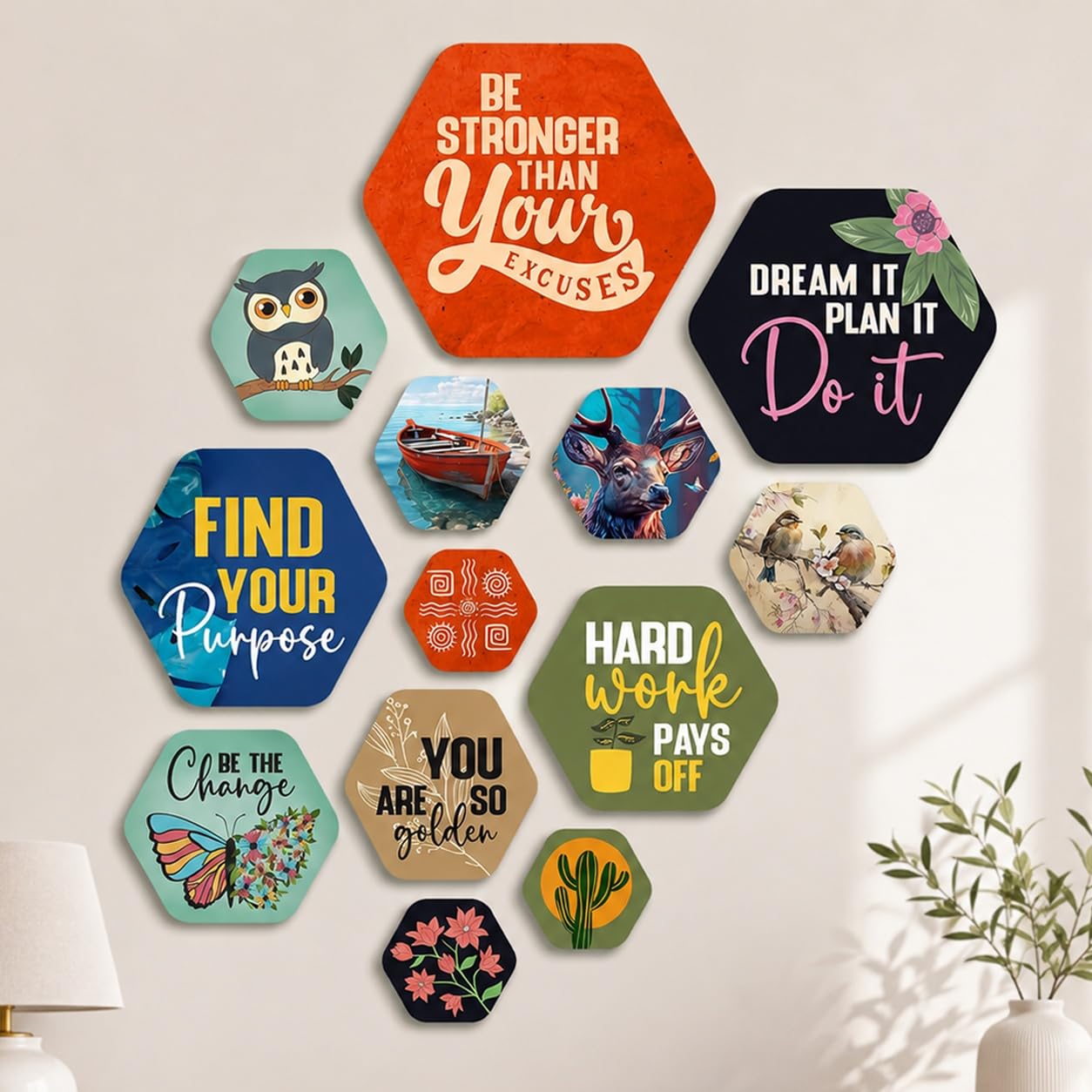 Artvibes Mandala Pattern Hexagon Shape MDF Wooden Wall Decor -20 Artvibes Mandala Pattern Hexagon Shape MDF Wooden Wall Decor -20
