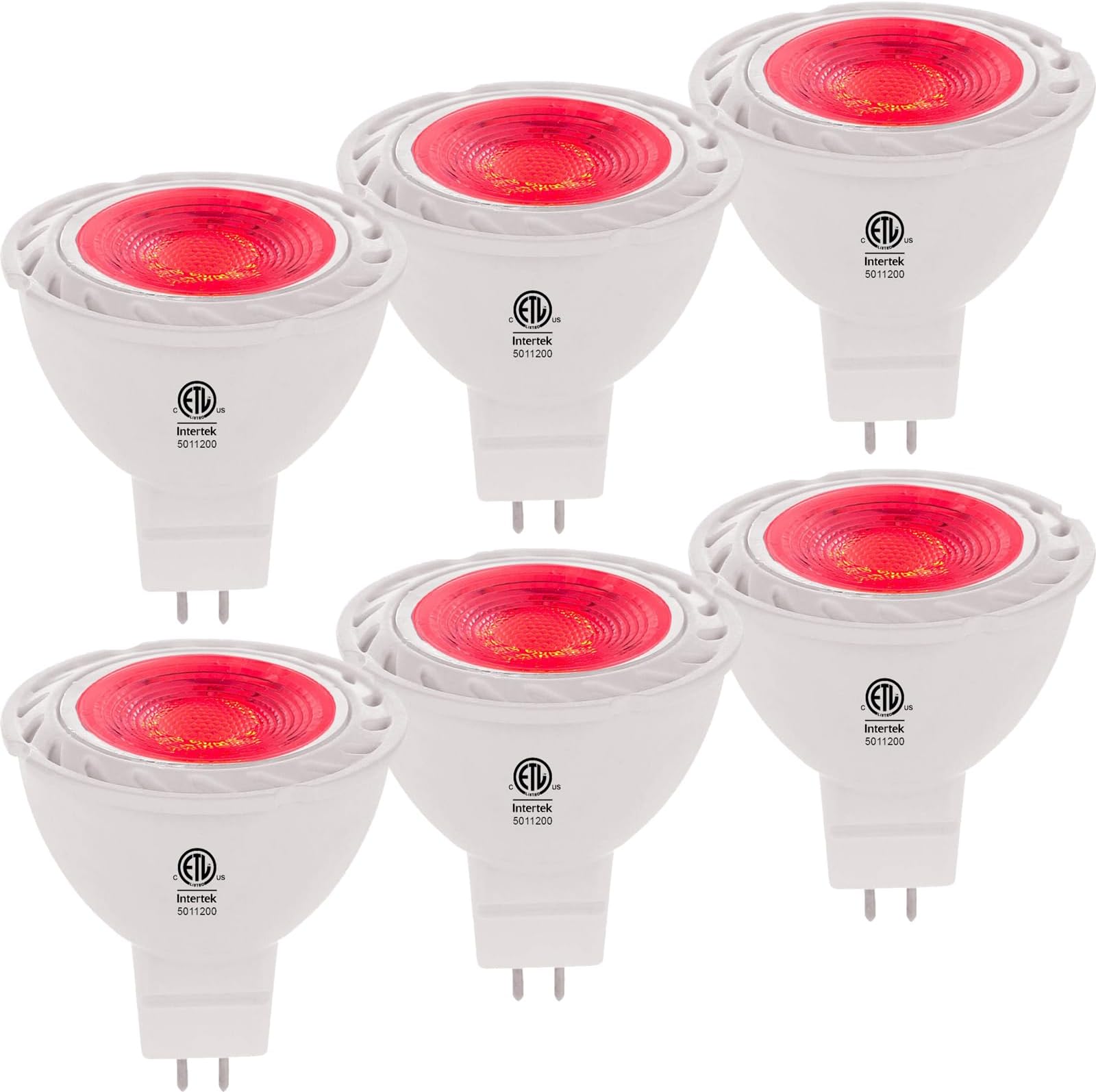 Red MR16 LED Light Bulbs 50W Equivalent Halogen Replacement 6W 12V Bi-pin GU5.3 Outdoor Landscape Yard Lighting- Pack of 6