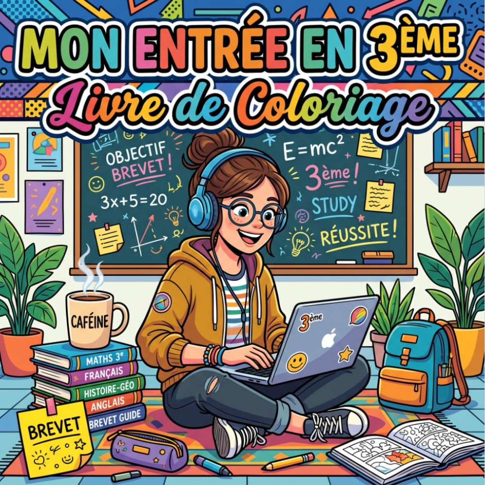 Mon Entrée en 3ème Livre de Coloriage: Carnet Antistress pour Préparer le Brevet (Mon Entrée à l'École)