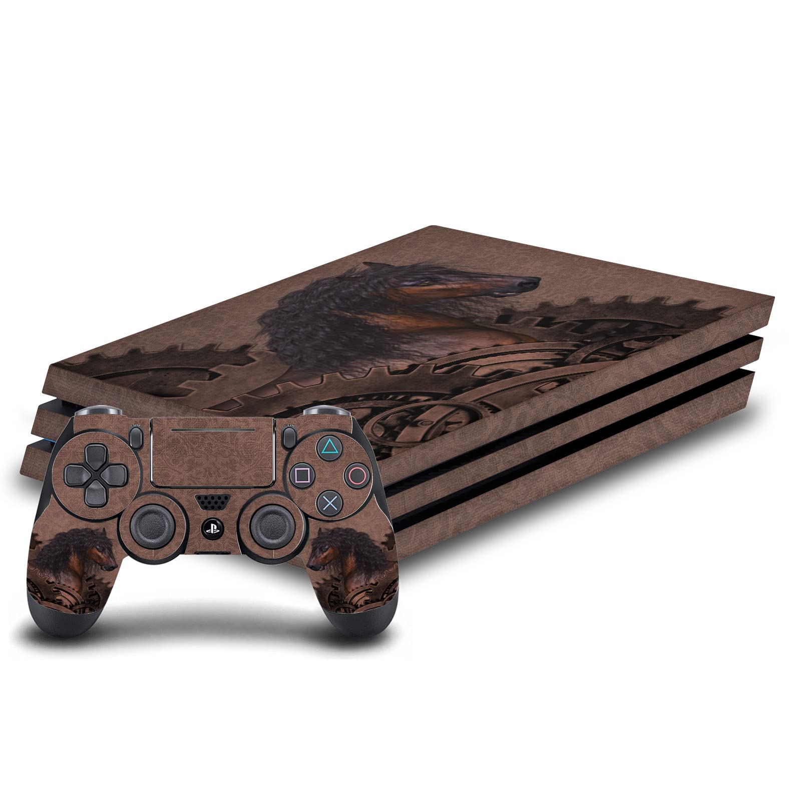 Skin cheval steampunk PS4 Pro et manette vinyle Simone Gatterwe